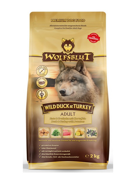 Wolfsblut Dog Wild Duck & Turkey - kaczka, indyk i bataty 2kg
