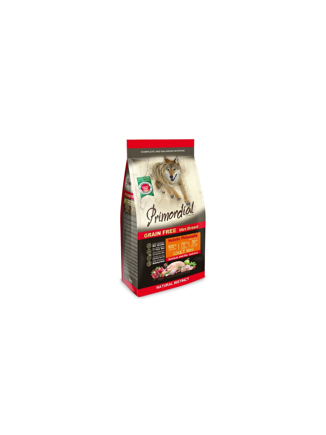 Primordial Dog Grain Free Mini Adult Quail & Duck 2kg