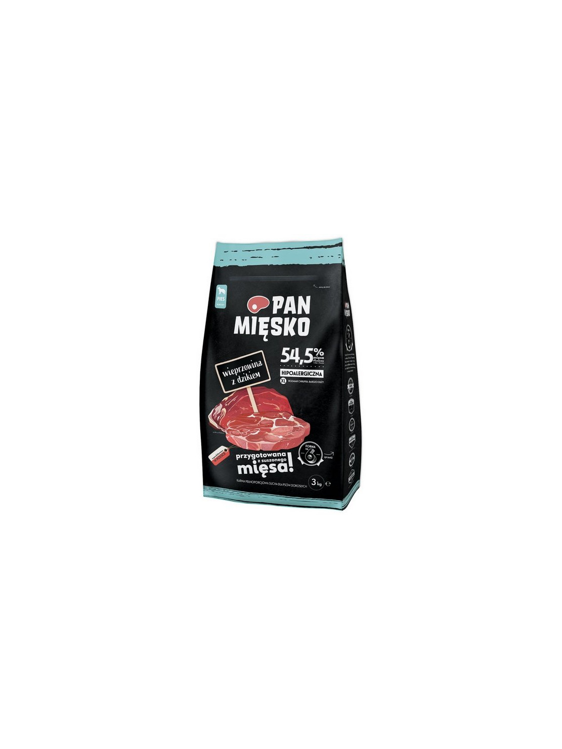 Pan Mięsko Karma sucha dla psa - wieprzowina i dzik chrupki XL 3kg