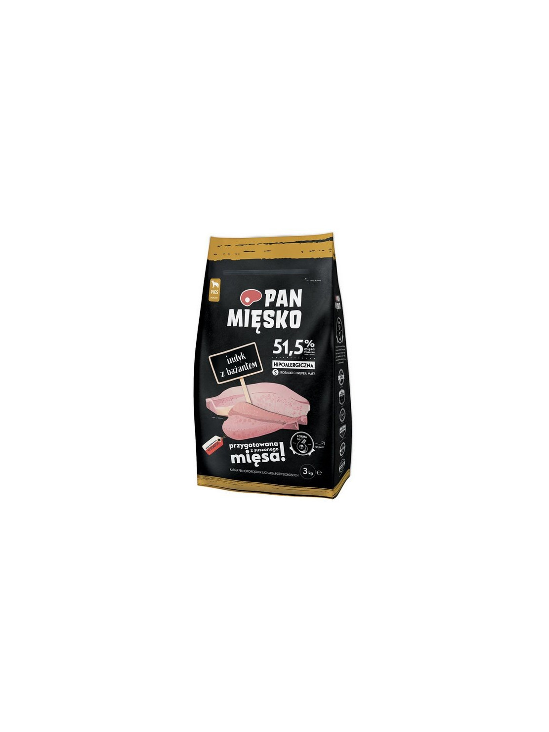 Pan Mięsko Karma sucha dla psa - indyk i bażant chrupki S 3kg