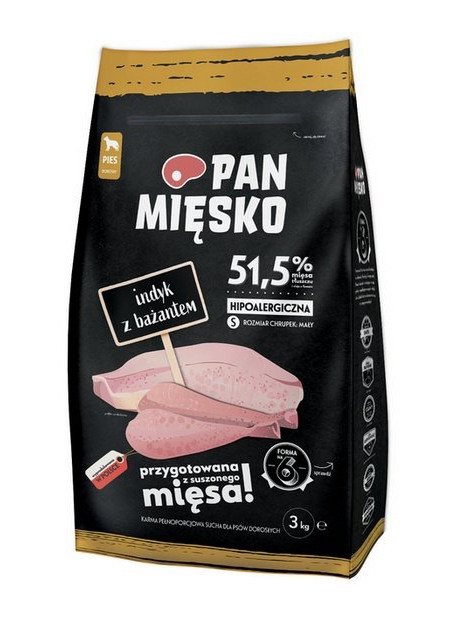 Pan Mięsko Karma sucha dla psa - indyk i bażant chrupki S 3kg