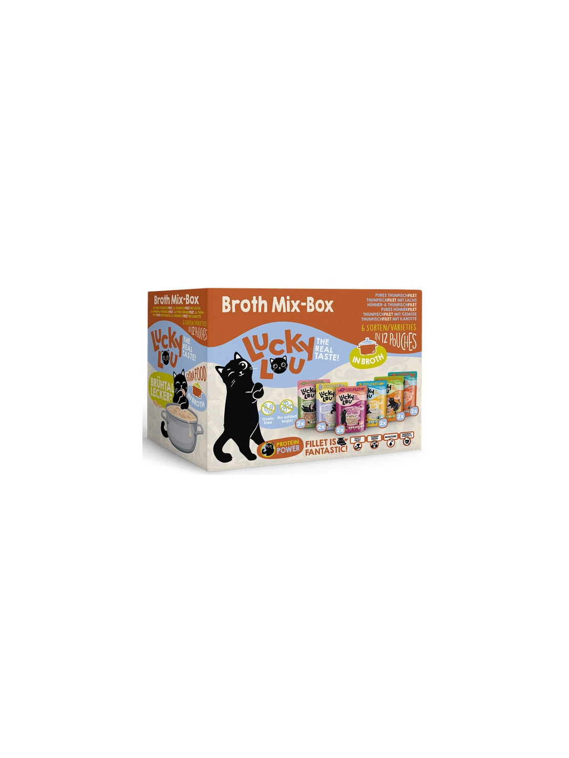 Lucky Lou Extrafood Broth-Mix-Box Multipack w bulionie saszetki 12x70g