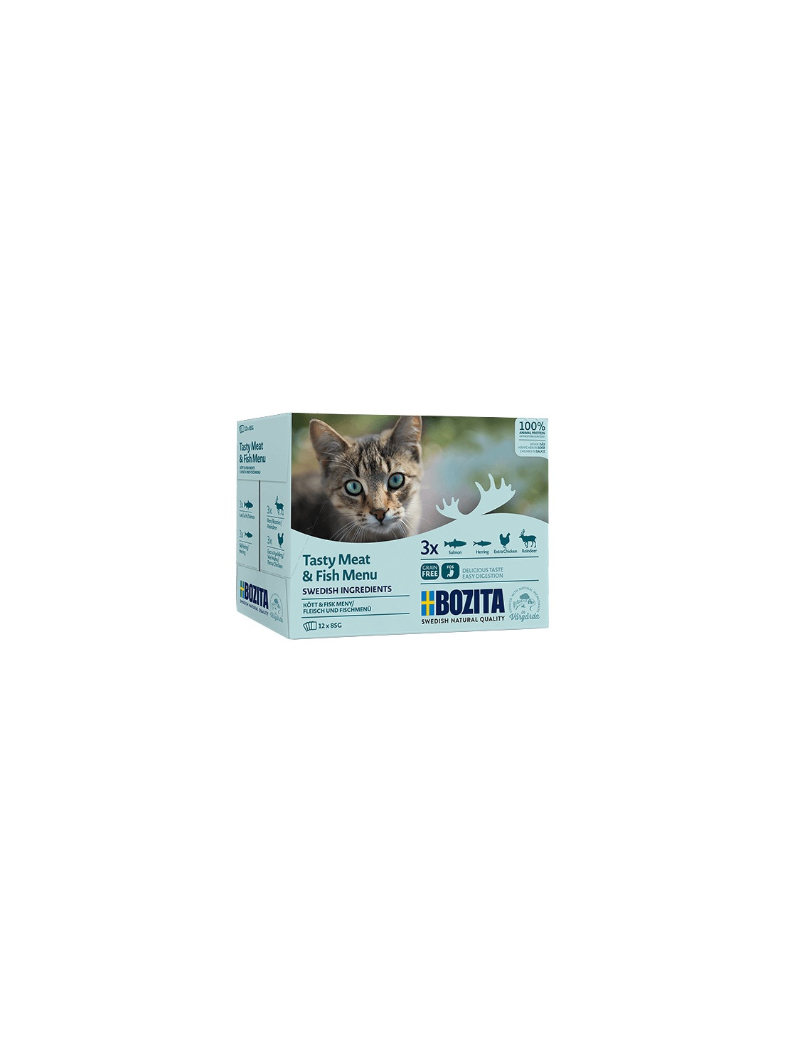Bozita Cat Multibox z mięsem i rybą w sosie saszetki 12x85g