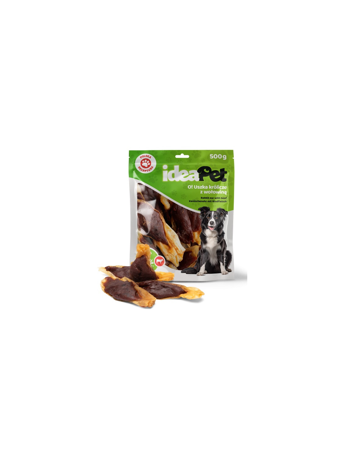 IdeaPet Uszka królicze z wołowiną 500g