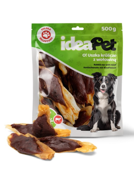 IdeaPet Uszka królicze z wołowiną 500g